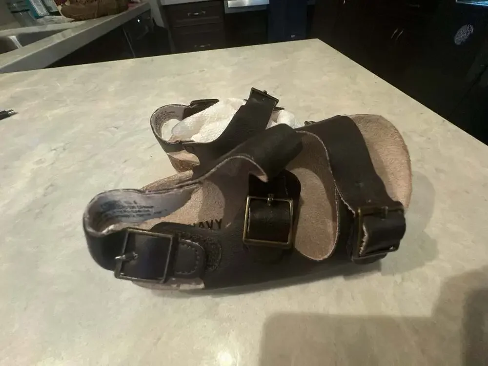 Old Navy Toddler Sandals - Brown Double Buckle Footbed Sandals